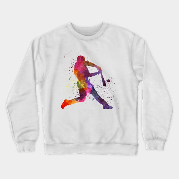 Baseball player in watercolor Crewneck Sweatshirt by PaulrommerArt